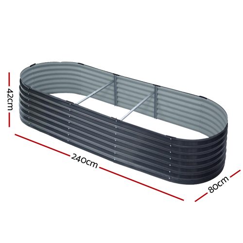 Galvanised Raised Garden Bed Steel Instant Planter – 240x80x42 cm