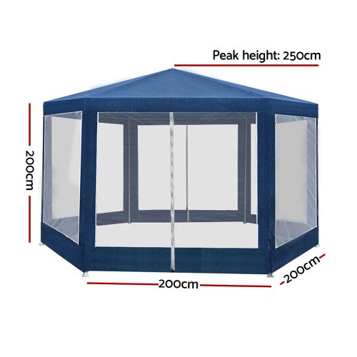 Gazebo?2x2m Marquee Wedding Party Tent Outdoor Camping Mesh Wall Canopy Shade Gazebos Navy