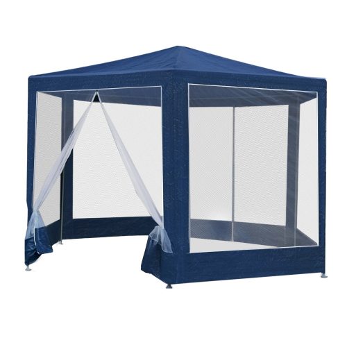 Gazebo?2x2m Marquee Wedding Party Tent Outdoor Camping Mesh Wall Canopy Shade Gazebos Navy