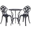 3PC Outdoor Setting Cast Aluminium Bistro Table Chair Patio – Black
