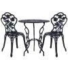 3PC Outdoor Setting Cast Aluminium Bistro Table Chair Patio – Black