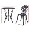 3PC Outdoor Setting Cast Aluminium Bistro Table Chair Patio – Black