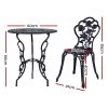 3PC Outdoor Setting Cast Aluminium Bistro Table Chair Patio – Black