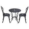 3PC Outdoor Setting Cast Aluminium Bistro Table Chair Patio – Black