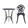 3PC Outdoor Setting Cast Aluminium Bistro Table Chair Patio – Black
