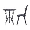 3PC Outdoor Setting Cast Aluminium Bistro Table Chair Patio – Black