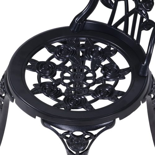 3PC Outdoor Setting Cast Aluminium Bistro Table Chair Patio – Black