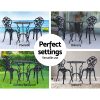 3PC Outdoor Setting Cast Aluminium Bistro Table Chair Patio – Black