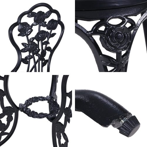 3PC Outdoor Setting Cast Aluminium Bistro Table Chair Patio – Black