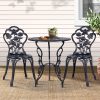 3PC Outdoor Setting Cast Aluminium Bistro Table Chair Patio – Black