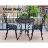 3PC Outdoor Setting Cast Aluminium Bistro Table Chair Patio – Black