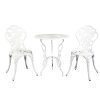 3PC Outdoor Setting Cast Aluminium Bistro Table Chair Patio – White