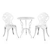 3PC Outdoor Setting Cast Aluminium Bistro Table Chair Patio – White