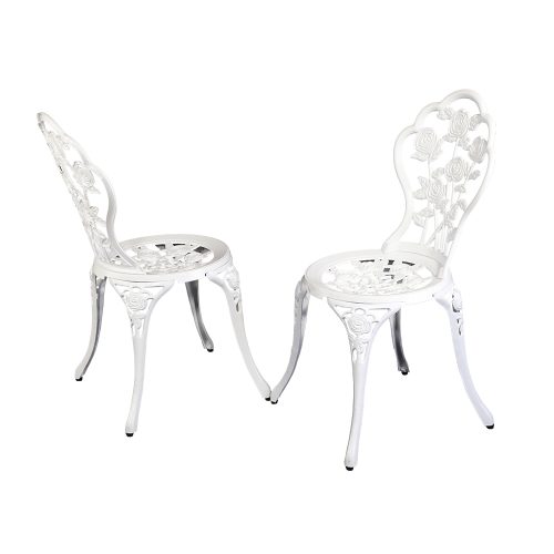 3PC Outdoor Setting Cast Aluminium Bistro Table Chair Patio – White