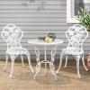 3PC Outdoor Setting Cast Aluminium Bistro Table Chair Patio – White