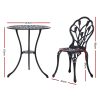 3PC Outdoor Setting Cast Aluminium Bistro Table Chair Patio – Black