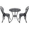 3PC Outdoor Setting Cast Aluminium Bistro Table Chair Patio – Black