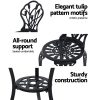 3PC Outdoor Setting Cast Aluminium Bistro Table Chair Patio – Black