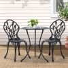 3PC Outdoor Setting Cast Aluminium Bistro Table Chair Patio – Black