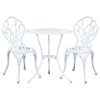 3PC Outdoor Setting Cast Aluminium Bistro Table Chair Patio – White