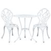3PC Outdoor Setting Cast Aluminium Bistro Table Chair Patio – White