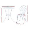 3PC Outdoor Setting Cast Aluminium Bistro Table Chair Patio – White