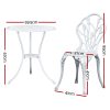 3PC Outdoor Setting Cast Aluminium Bistro Table Chair Patio – White