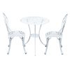 3PC Outdoor Setting Cast Aluminium Bistro Table Chair Patio – White