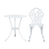 3PC Outdoor Setting Cast Aluminium Bistro Table Chair Patio – White