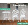 3PC Outdoor Setting Cast Aluminium Bistro Table Chair Patio – White