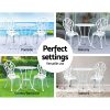 3PC Outdoor Setting Cast Aluminium Bistro Table Chair Patio – White