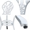 3PC Outdoor Setting Cast Aluminium Bistro Table Chair Patio – White
