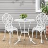 3PC Outdoor Setting Cast Aluminium Bistro Table Chair Patio – White