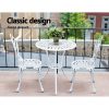 3PC Outdoor Setting Cast Aluminium Bistro Table Chair Patio – White