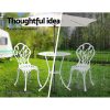 3PC Outdoor Setting Cast Aluminium Bistro Table Chair Patio – White