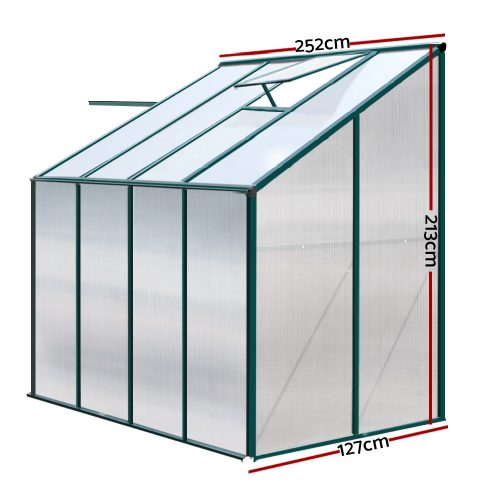 Greenhouse Aluminium Polycarbonate Green House Garden Shed – 2.52×1.27 m