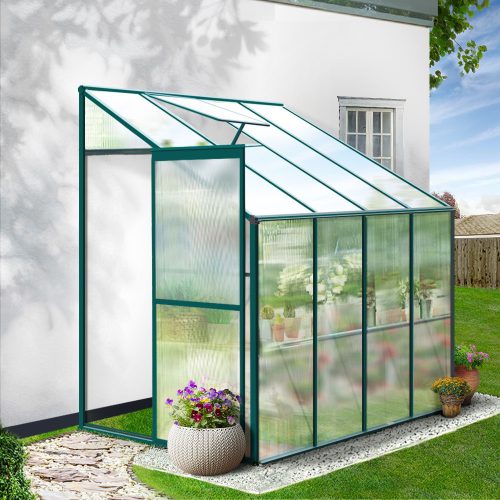 Greenhouse Aluminium Polycarbonate Green House Garden Shed – 2.52×1.27 m