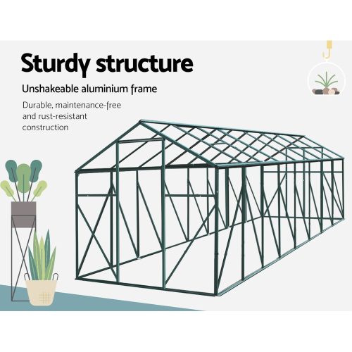 Greenhouse Aluminium Polycarbonate Green House Garden Shed – 5.1×2.44 m