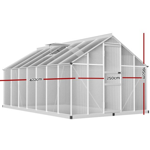 Greenhouse Aluminium Green House Polycarbonate Garden Shed – 422×250 cm