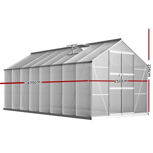 Greenhouse Aluminium Green House Polycarbonate Garden Shed – 470×250 cm