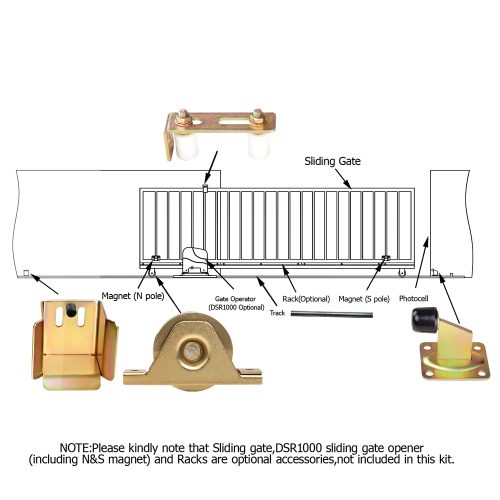 Roller Guide Gate Opener Track Stopper Sliding Hardware Accessories Kit