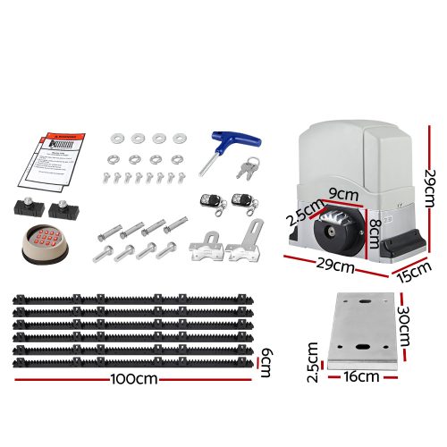 Electric Sliding Gate Opener 1200KG With Remote Hardware Kit Rail – 1200KG 6M