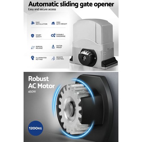 Electric Sliding Gate Opener 1200KG With Remote Hardware Kit Rail – 1200KG 6M