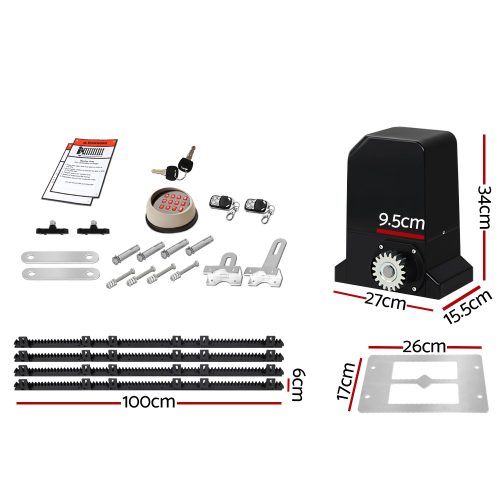 Auto Electric Sliding Gate Opener Keypad Rails – 1000KG 4M 370W + Keypad
