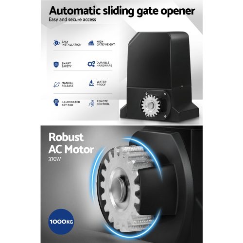 Auto Electric Sliding Gate Opener Keypad Rails – 1000KG 4M 370W + Keypad