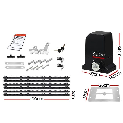 Auto Electric Sliding Gate Opener Keypad Rails – 1000KG 6M 370W