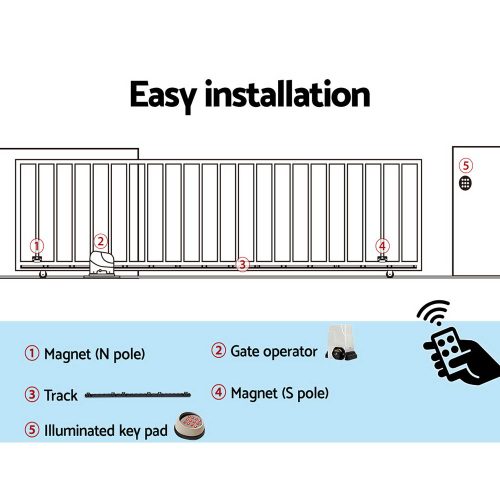 Auto Electric Sliding Gate Opener Keypad Rails – 1800KG 4M 550W + Keypad