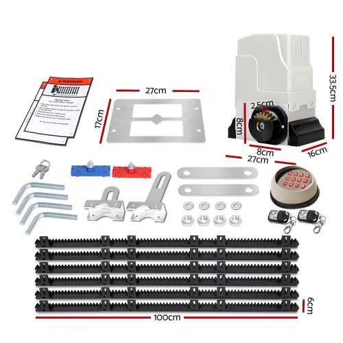 Auto Electric Sliding Gate Opener Keypad Rails – 1800KG 6M 550W + Keypad