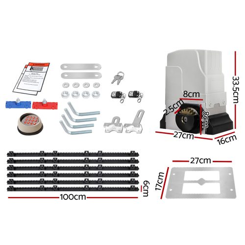 Auto Electric Sliding Gate Opener Keypad Rails – 1800KG 6M 550W + Keypad