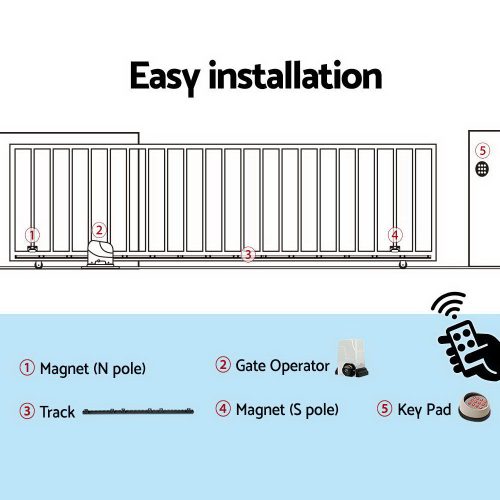 Auto Electric Sliding Gate Opener Keypad Rails – 1800KG 6M 550W + Keypad
